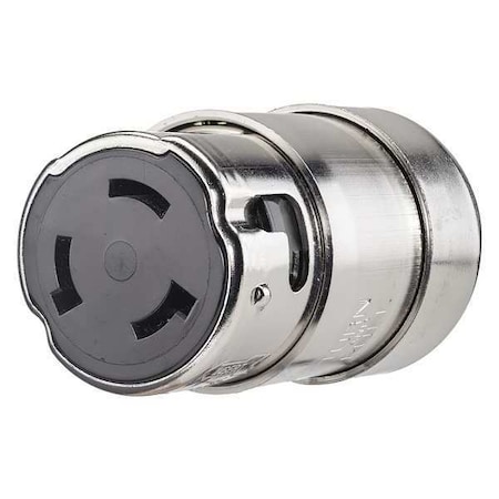 Locking Connector, Non-NEMA, 50 A, 125/250V AC, Single Phase, 3 Pole, Screw Terminals, Silver