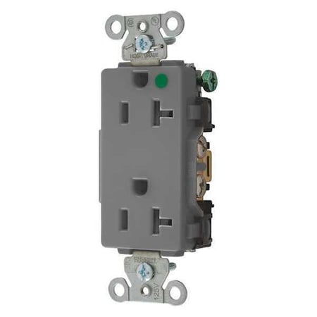 Straight Blade Receptacle, 5-20R, 20 A, 125V AC, 2 Pole, 3 Wire, Flush Mount, Grounded