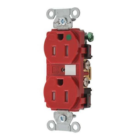 Straight Blade Receptacle, 5-15R, 15 A, 125V AC, 2 Pole, 3 Wire, Flush Mount, Grounded