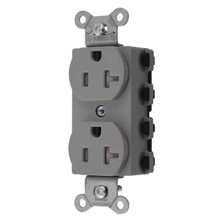 Straight Blade Receptacle, 5-20R, 20 A, 125V AC, 2 Pole, 3 Wire, Flush Mount, Grounded