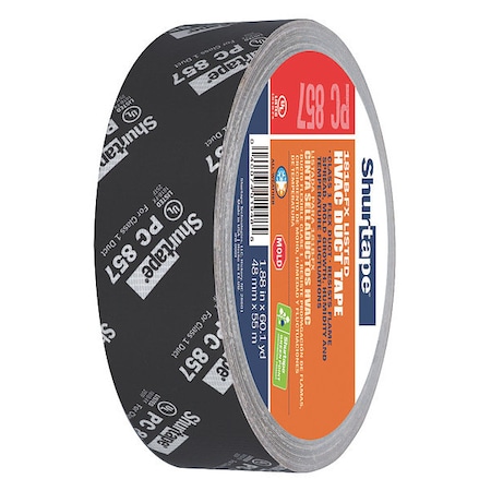 Duct Tape, Black, 60-1/8 yd L, 1-7/8 in W