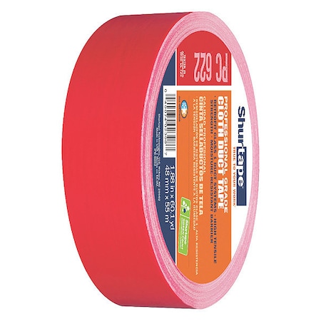 Duct Tape, Red, 60-1/8 yd L, 1-7/8 in W