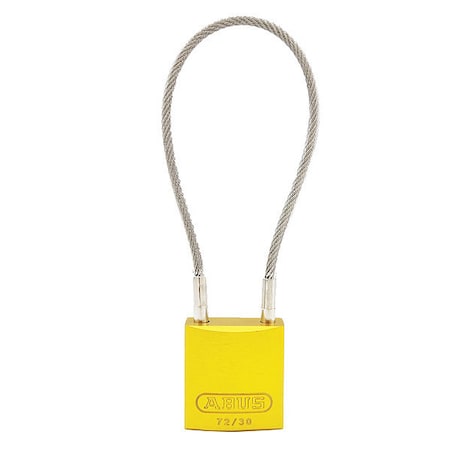 Lockout Padlock, Keyed Alike, Aluminum, Yellow, 4 in Shackle Height, 1 3/16 in Body Width