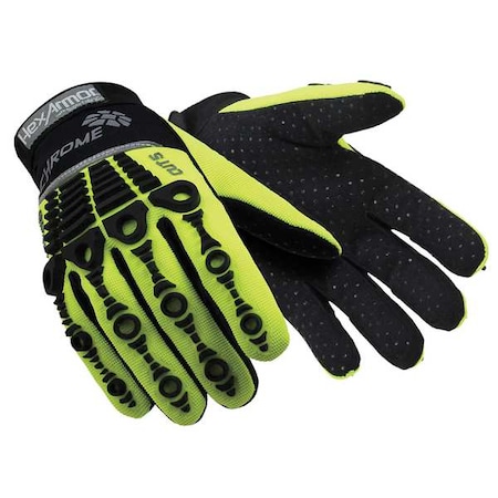 Chrome Series(R) Hi-Vis Cut-Resistant Impact Gloves, Synthetic Leather Palm, 3XL