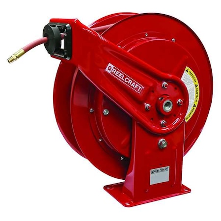 Spring Return Hose Reel, 3/8 in Hose Diameter, 70 ft Length, 300 psi Max. Pressure, Red