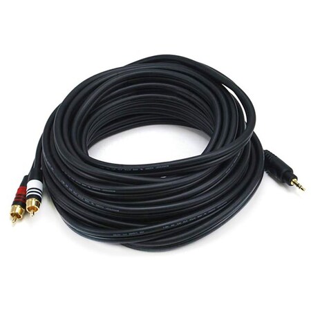 A/V Cable, 3.5mm(M)/2 RCA(M),25ft