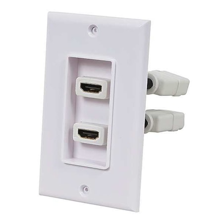 A/V WallPlate,HDMI w/Ext,2P,White