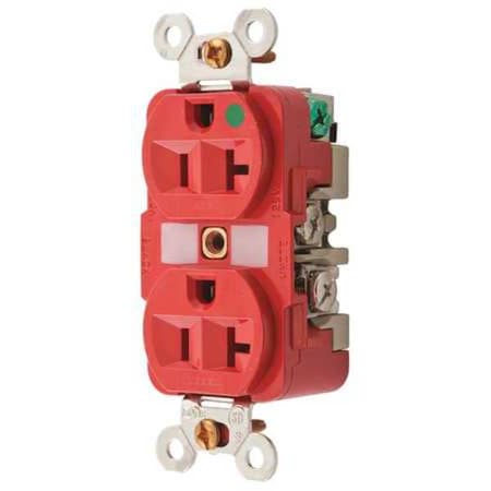 Duplex Straight Blade Receptacle, 5-20R, 20 A, 125V AC, 2 Pole, 3 Wire, Flush Mount, Grounded