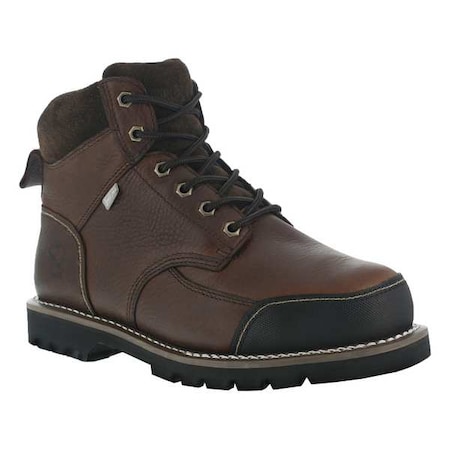 Men's 6-Inch Work Boot, 8 M, Steel Toe, 6 in H, Brown, IA0163