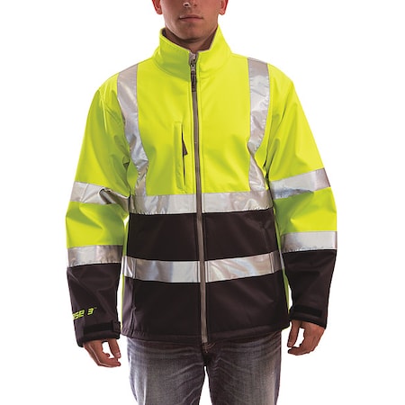 Breathable Rain Jacket, Polyester, Class 3 R, Green/Yellow, L