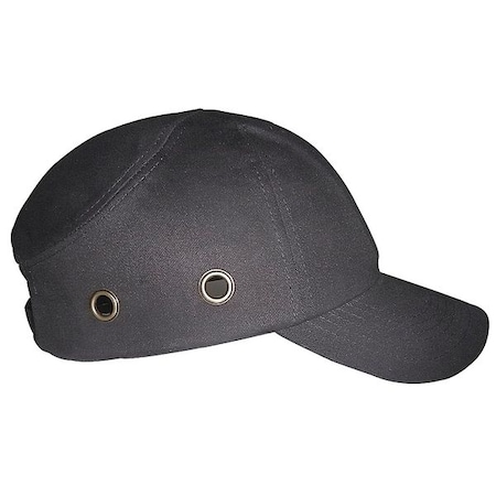 Vented Bump Cap, Baseball Cap Style, Long Brim, Fits Hat Size 6 3/4 to 7 3/8, Black