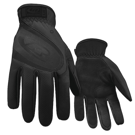 Turbo Plus Mechanics Gloves, Synthetic Leather Palm, Polyester Mesh Back, XL, Black