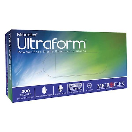 UF-524, Disposable Gloves, 2.00 to 2.99 mil Palm, Nitrile, Powder-Free, XS (6), 300 PK, Blue