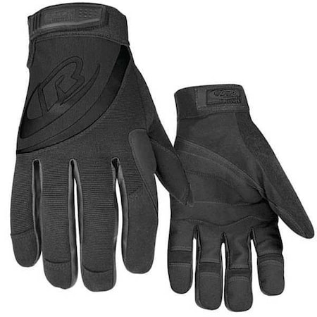 Rescue Gloves, Synthetic Leather Palm, Secure Fit Cuff, Synthetic Leather and Spandex, Black, Size S