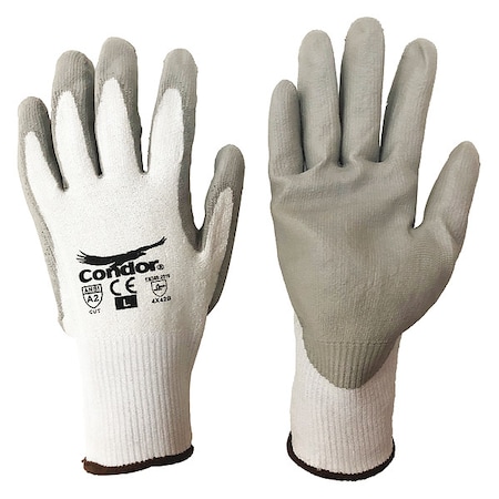 Cut-Resistant Coated Gloves, Cut Level A2 ,Dipped ,Polyurethane ,Smooth ,L 1 PR