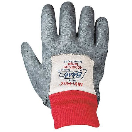 Coated Gloves, Nitrile, Smooth, 4-Mar, 4 Abrasion Level, White/Gray, M (9) 1 PR
