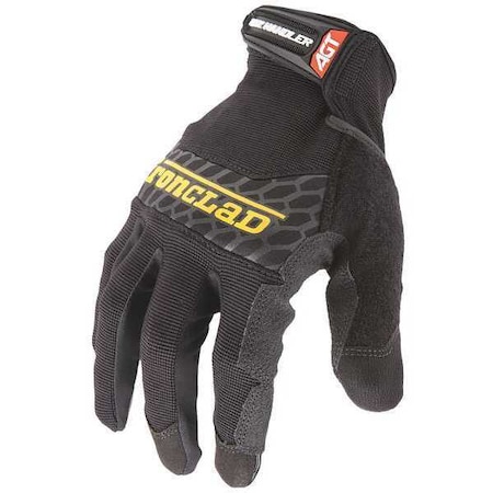 Box Handler(R) Mechanics Gloves, Silicone Printed Synthetic Leather Palm, Nylon Back, M, Black