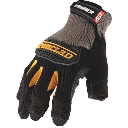 Framer(TM) Mechanics Gloves, Synthetic Leather Palm, Nylon Back, 2XL, Black