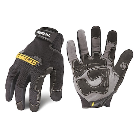 General Utility(TM) Mechanics Gloves, Synthetic Leather Palm, Nylon Back, L, Black