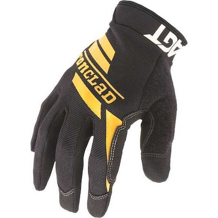 Workcrew(R) Mechanics Gloves, Synthetic Leather Palm, Nylon Back, L, Black/Yellow