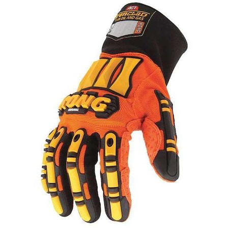 KONG(R) Mechanics Gloves, Synthetic Leather/PVC Dots Palm, Nylon Back, 2XL, Orange
