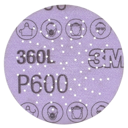 Clean Sanding Disc 360L,20827,3" P600, 3" Dia, Multi-Hole, Aluminum Oxide, P600 Grit
