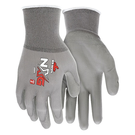 Coated Gloves, Polyurethane, Smooth, Palm, 4 Abrasion Level, Gray, M (8) 1 PR