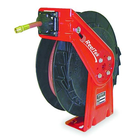 Spring Return Hose Reel, 1/2 in Hose Diameter, 35 ft Length, 300 psi Max. Pressure, Black, Red