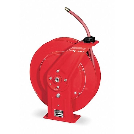 Spring Return Hose Reel, 3/8 in Hose Diameter, 70 ft Length, 300 psi Max. Pressure, Red