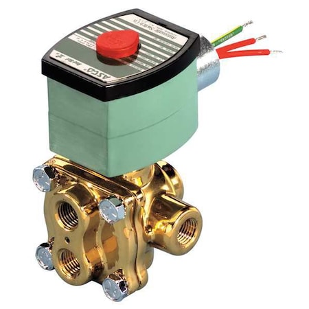 Solenoid Valve, 4-Way, 2-Position, Universal, 1/4 in Pipe Size, 120V AC, High Flow, Direct Acting