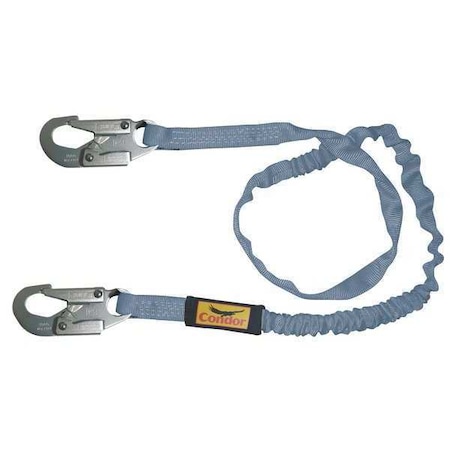 Shock Absorbing Lanyard, 6 ft. Length, Snap Hook, Steel, 1 Leg(s), 310 lb. Weight Capacity