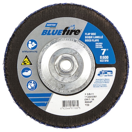 Flap Disc,7 In x 36 Grit,5/8-11