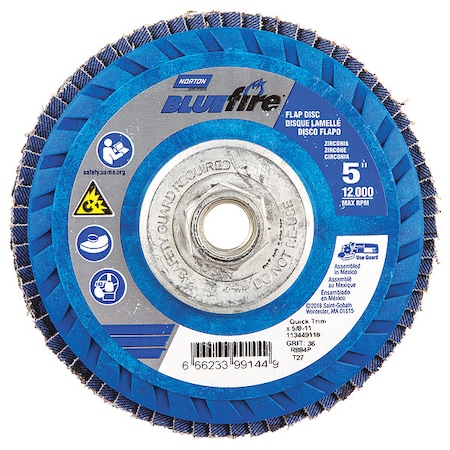 Flap Disc,5 In x 36 Grit,5/8-11