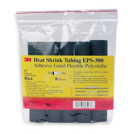 Adhesive Lined Heat Shrink Tube, Thin Wall, 3:1 I.D. Shrink Ratio, 0.25 in I.D. Before Shrinking, 10 PK