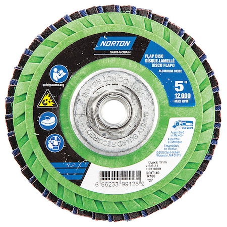 Flap Disc,5 In x 40 Grit,5/8-11