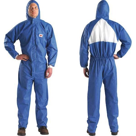 Hooded Disposable Coveralls, Xl, Blue, SMMS