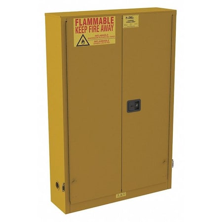 Hazardous Material Storage Cabinet, 30 gal, 5 Shelves, Steel, 43 in W x 65 in H x 12 in D, Yellow