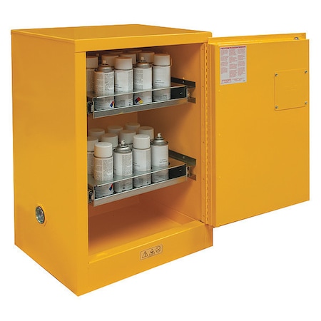 Hazardous Material Storage Cabinet, 24 Aerosol Cans, 2 Shelves, Steel, 23 in W x 35 in H x 18 in D