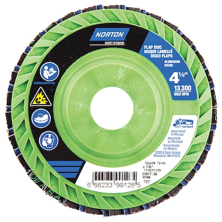 4-1/2" dia. 7/8" arbor 36 Grit Flap Disc