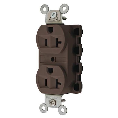 Straight Blade Receptacle, 5-20R, 20 A, 125V AC, 2 Pole, 3 Wire, Flush Mount, Grounded
