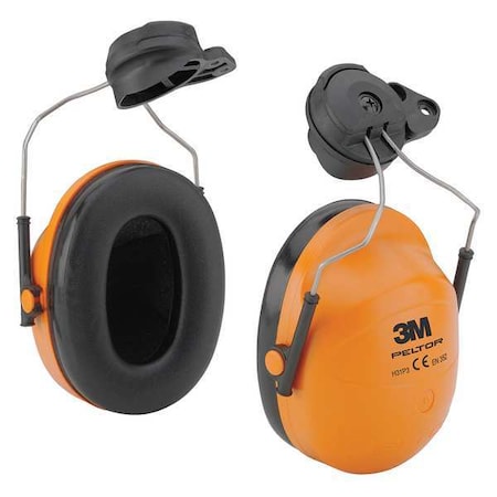 Peltor Hi-Viz Hard Hat Mounted Ear Muffs, 23 dB NRR, Black/Orange