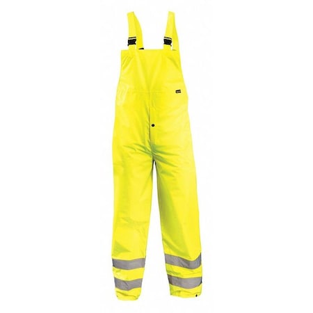 Rain Pants, Polyester/Polyurethane, 30 in Inseam, Snaps Closure, Yellow, Size 3XL