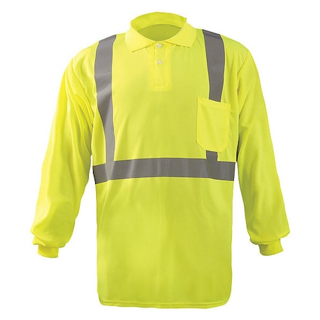 Unisex Long Sleeve Polo Shirt, Polyester, Button, Yellow, XL