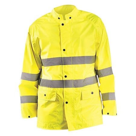 Rain Jacket, Polyester, Class 3 R, Yellow, L