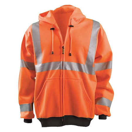 Unisex Hooded Sweatshirt, Polyester, zipper, Orange, 2XL