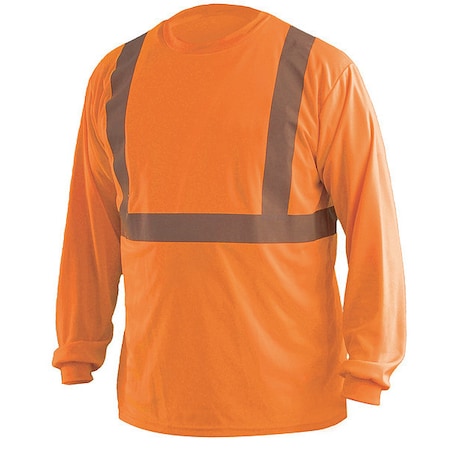 Unisex Long Sleeve T-Shirt, Polyester, Pullover, Orange, 3XL