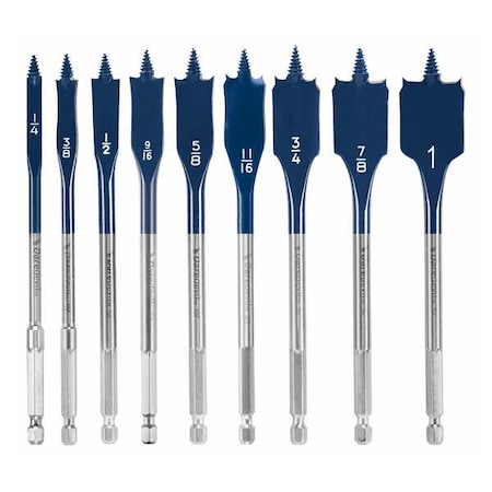 Wood Drilling Bit Set, 1/4" Shank Size, Drill Style: Spade