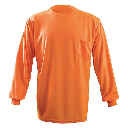 Unisex Long Sleeve T-Shirt, Polyester, Pullover, Orange, S
