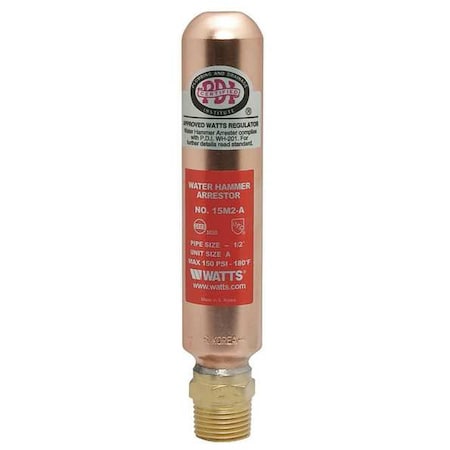 Water Hammer Arrestor,1/2 In NPT,Copper