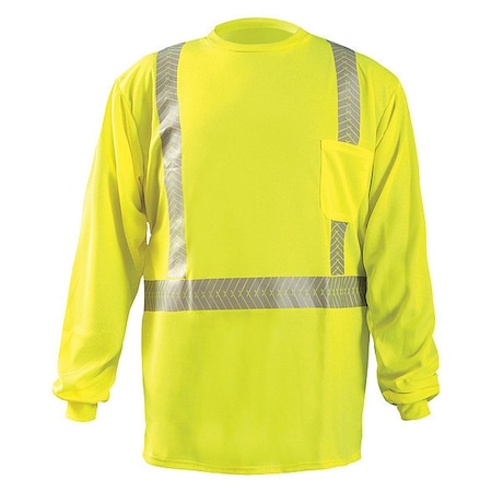 Unisex Long Sleeve T-Shirt, Polyester, Pullover, Yellow, 5XL